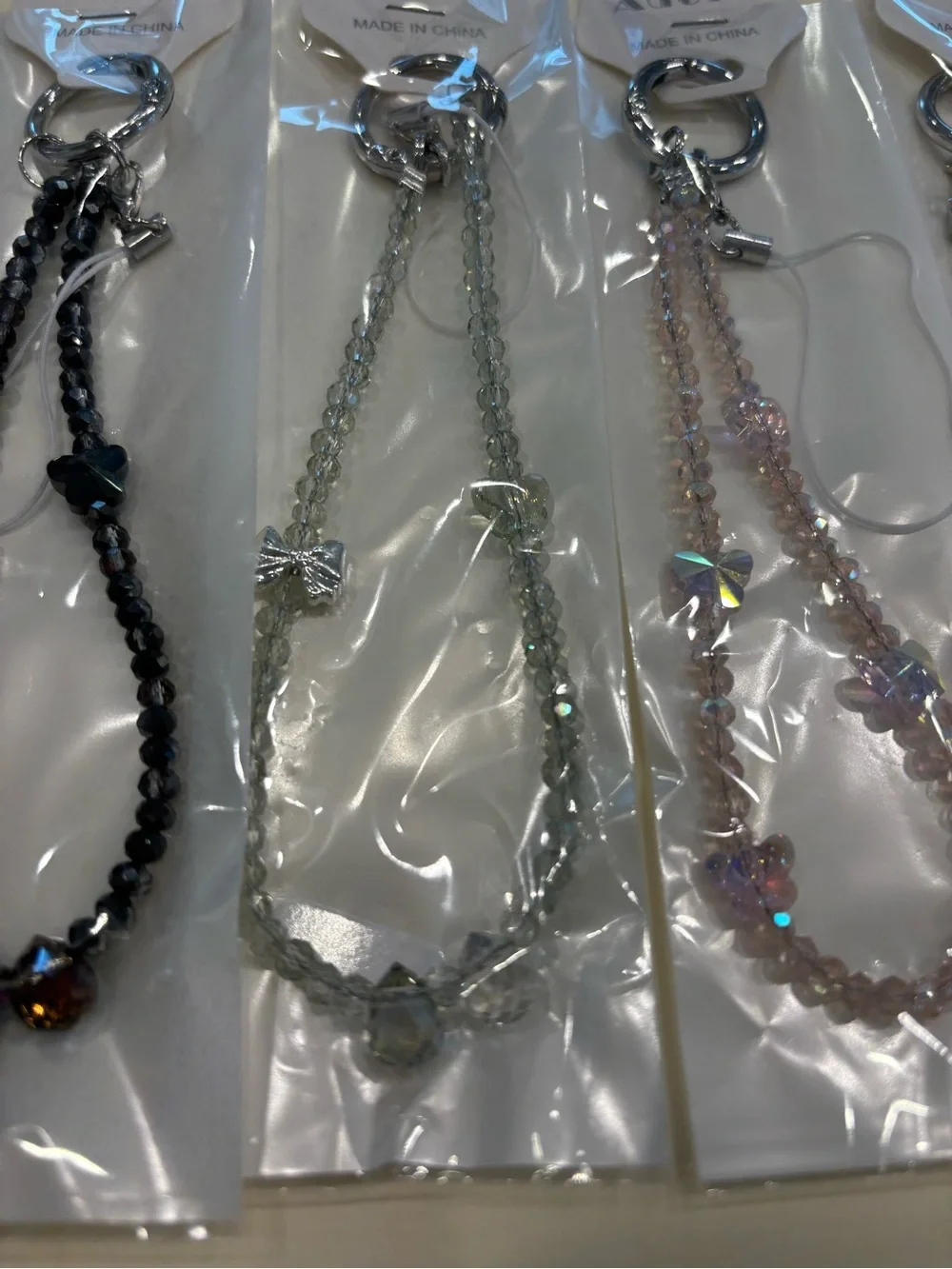 Lot of 6 Crystal Phone Wristlets Purse Charms Butterflies & Bows NWT